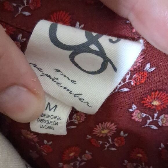 Anthropologie One September Bohemian Red Patterned Women's Top Size Medium - Picture 9 of 11